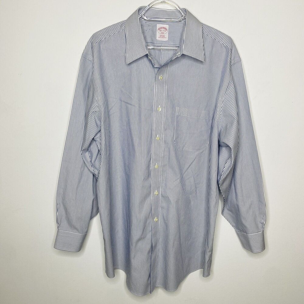 Brooks Brothers Button Down Shirt Mens 16 1/2 - 2/3 Regular Fit No Iron Striped